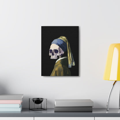 "Girl With A Pearl Skull" Canvas Print